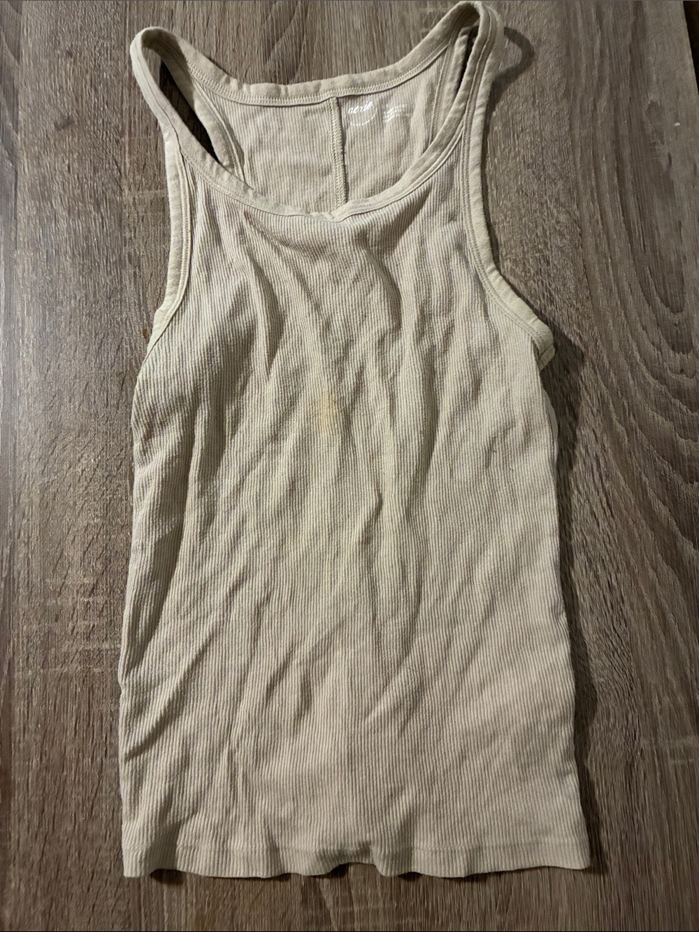 aerie Ribbed Racerback Tank Top - Beige